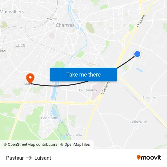 Pasteur to Luisant map