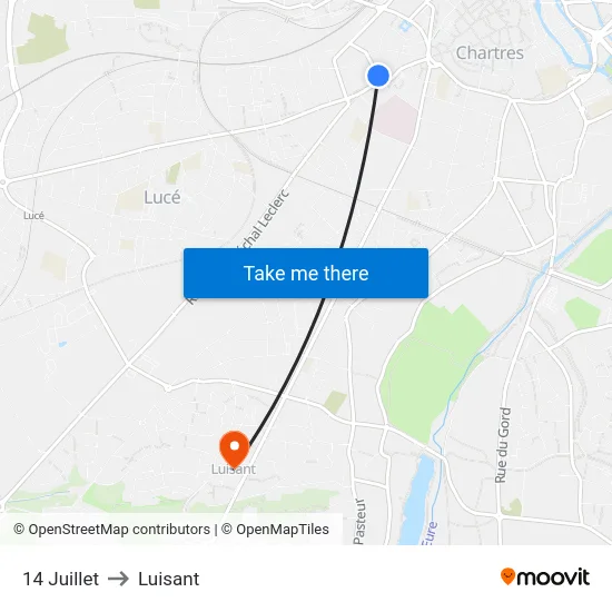 14 Juillet to Luisant map