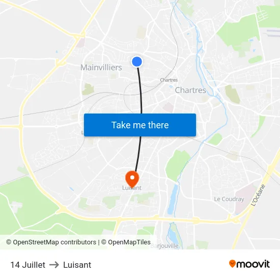 14 Juillet to Luisant map