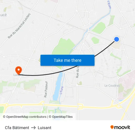 Cfa Bâtiment to Luisant map
