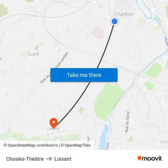 Chasles-Théâtre to Luisant map