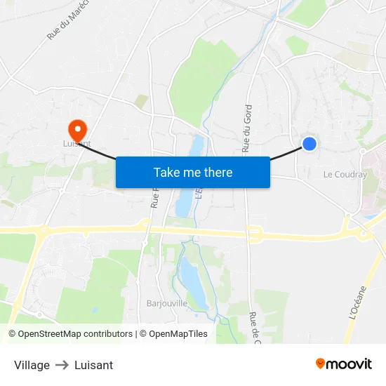 Village to Luisant map