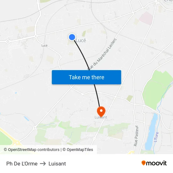Ph De L'Orme to Luisant map