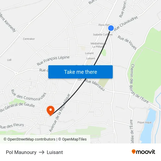Pol Maunoury to Luisant map
