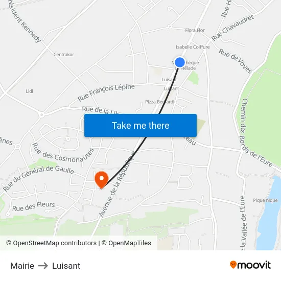 Mairie to Luisant map