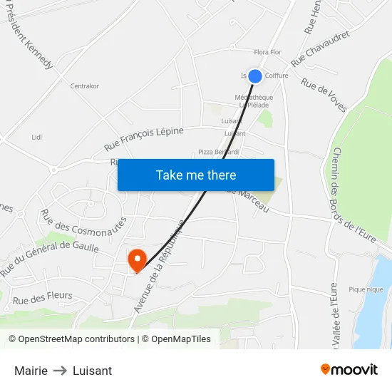 Mairie to Luisant map