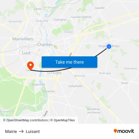 Mairie to Luisant map