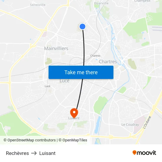 Rechèvres to Luisant map