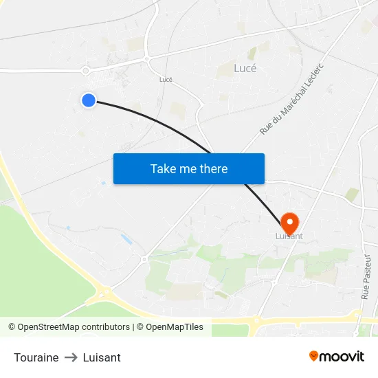 Touraine to Luisant map