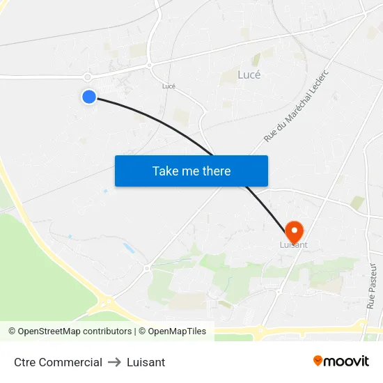 Ctre Commercial to Luisant map