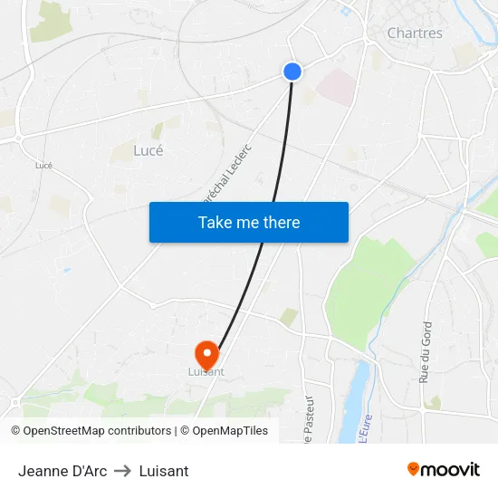 Jeanne  D'Arc to Luisant map