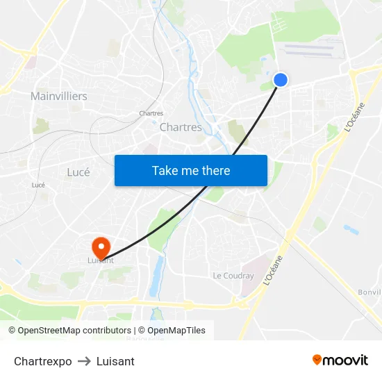 Chartrexpo to Luisant map