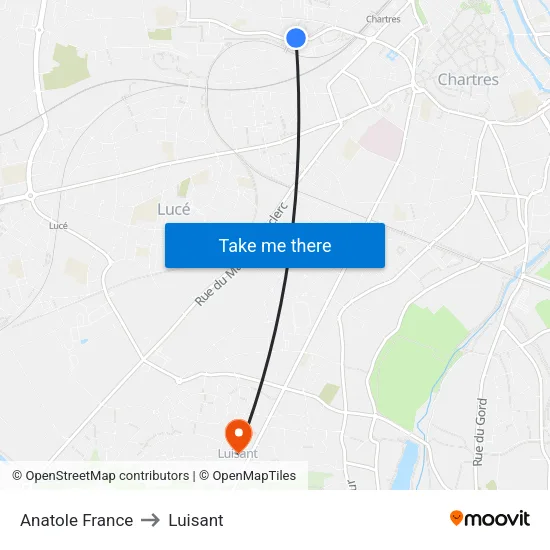 Anatole France to Luisant map