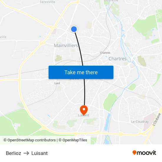 Berlioz to Luisant map