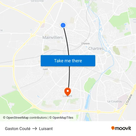Gaston Couté to Luisant map