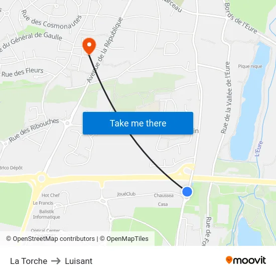 La Torche to Luisant map
