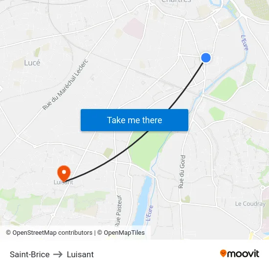 Saint-Brice to Luisant map