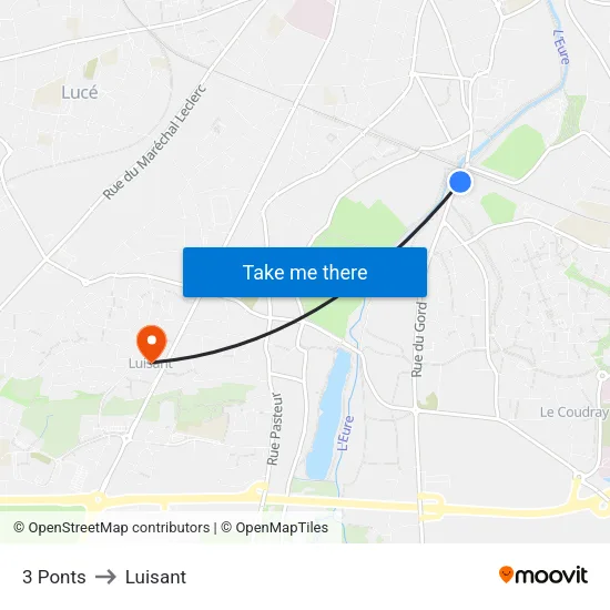 3 Ponts to Luisant map