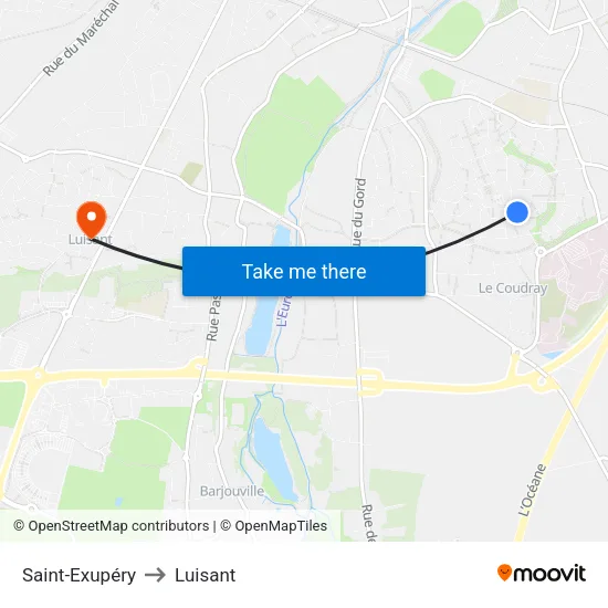 Saint-Exupéry to Luisant map
