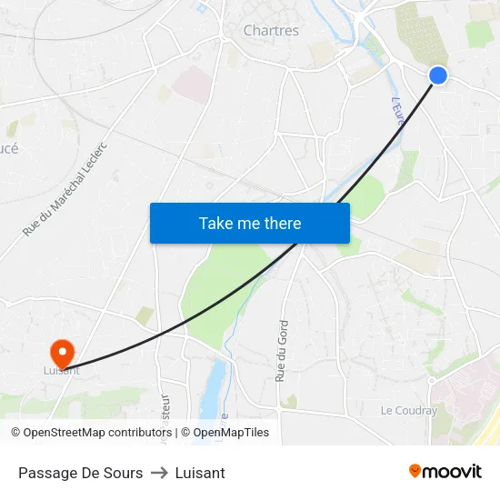 Passage De Sours to Luisant map
