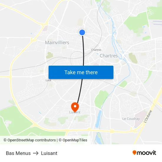 Bas Menus to Luisant map