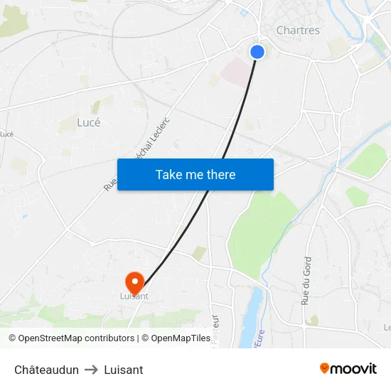 Châteaudun to Luisant map