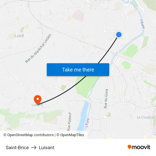 Saint-Brice to Luisant map