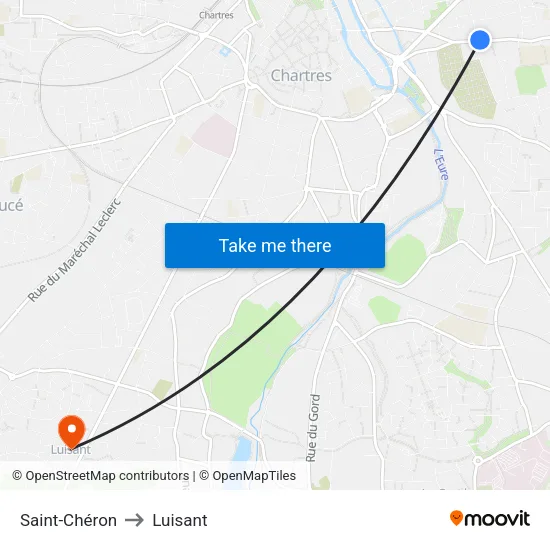 Saint-Chéron to Luisant map
