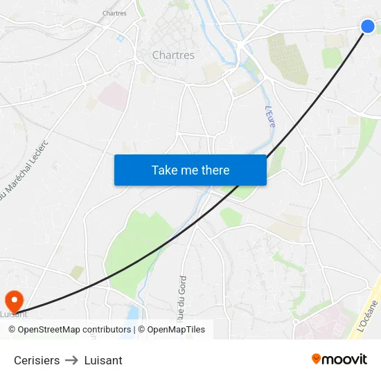 Cerisiers to Luisant map