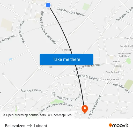 Bellezaizes to Luisant map