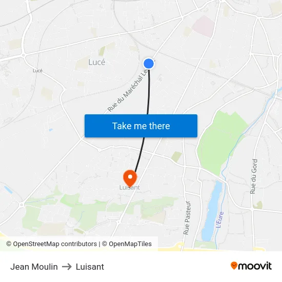 Jean Moulin to Luisant map