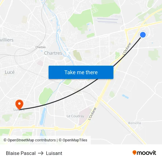 Blaise Pascal to Luisant map