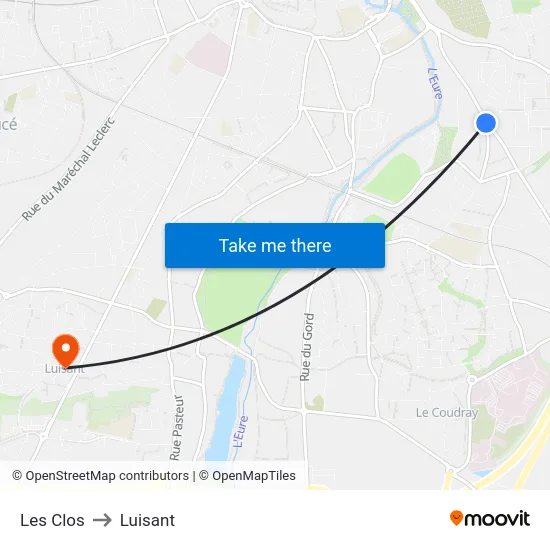 Les Clos to Luisant map