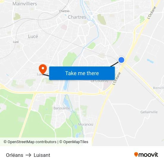 Orléans to Luisant map