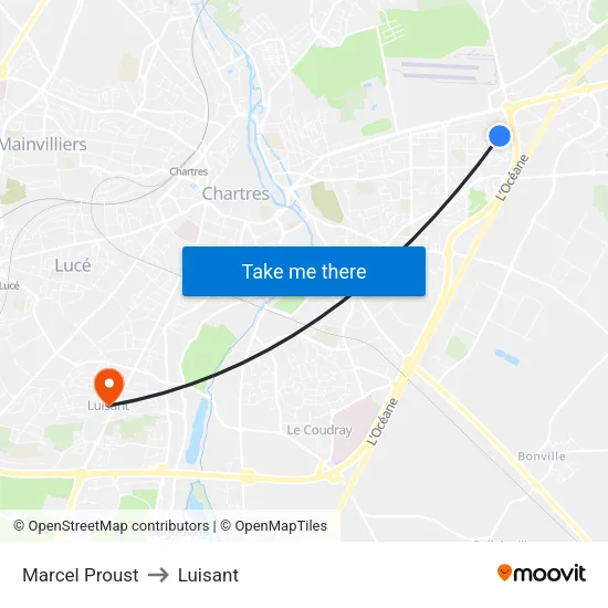 Marcel Proust to Luisant map