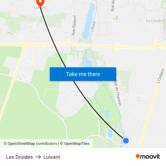 Les Druides to Luisant map