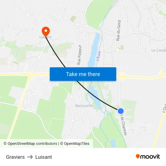 Graviers to Luisant map