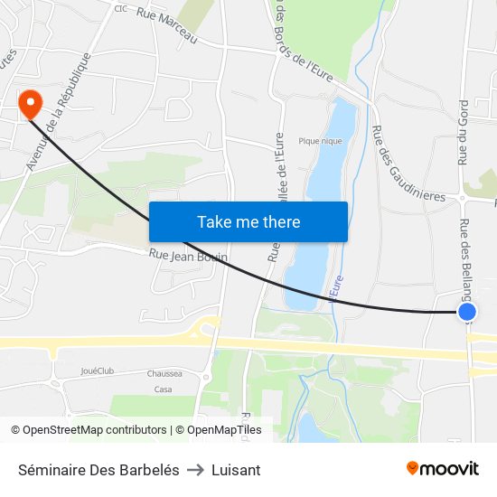 Séminaire Des Barbelés to Luisant map