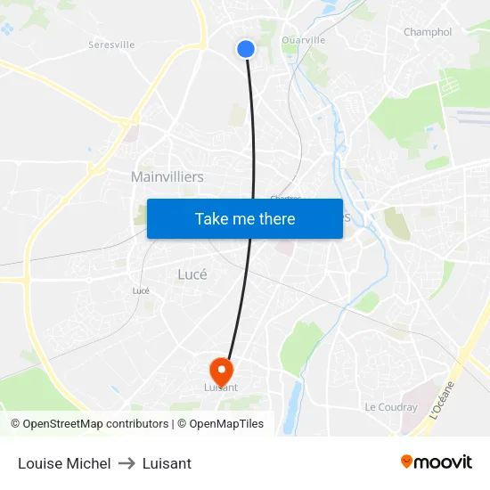 Louise Michel to Luisant map