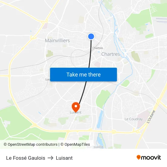 Le Fossé Gaulois to Luisant map