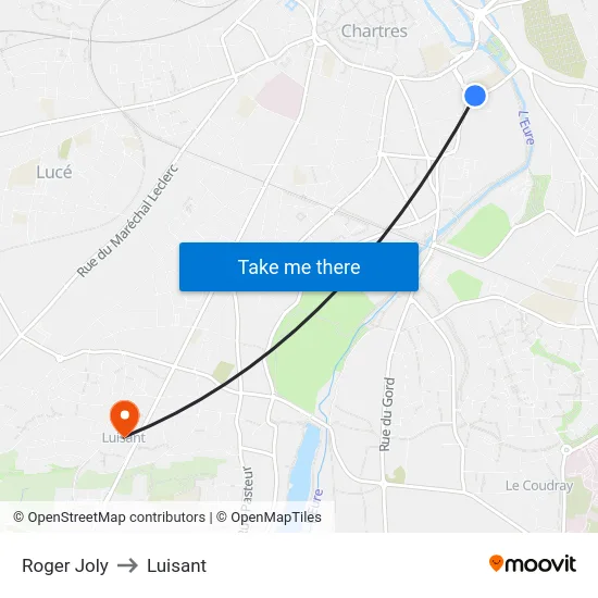 Roger Joly to Luisant map