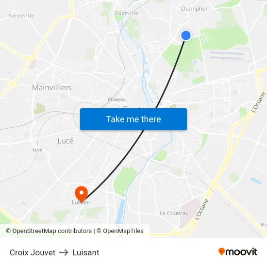 Croix Jouvet to Luisant map