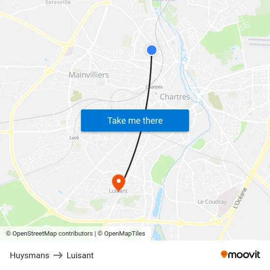 Huysmans to Luisant map