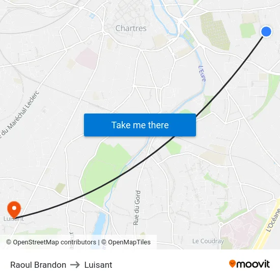 Raoul Brandon to Luisant map