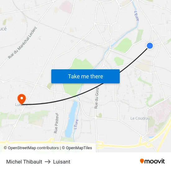 Michel Thibault to Luisant map