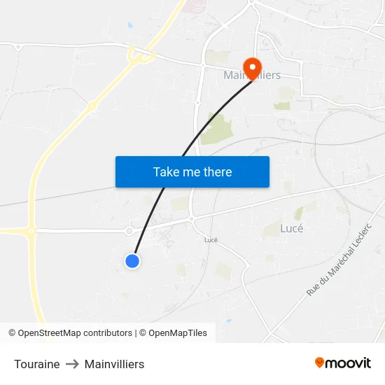 Touraine to Mainvilliers map