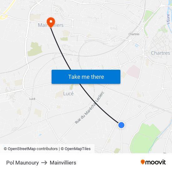 Pol Maunoury to Mainvilliers map