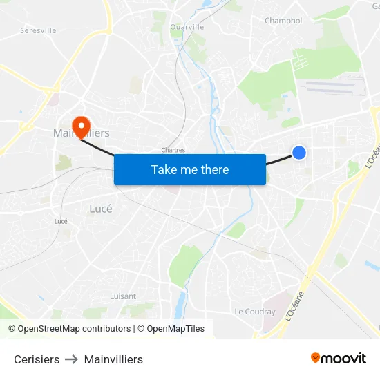 Cerisiers to Mainvilliers map