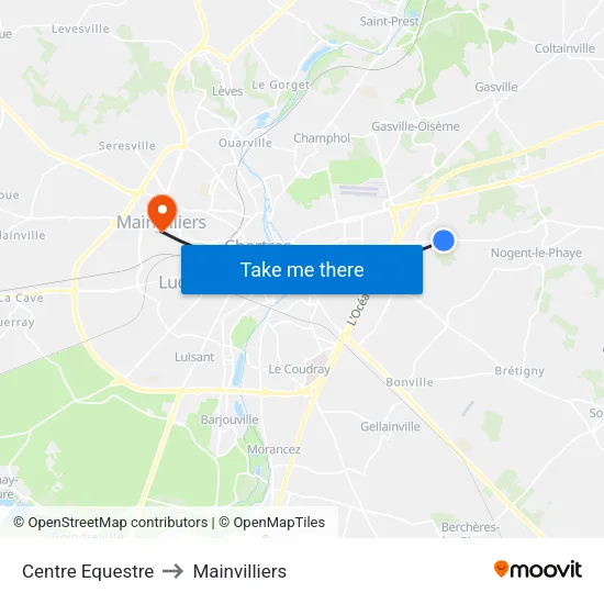 Centre Equestre to Mainvilliers map