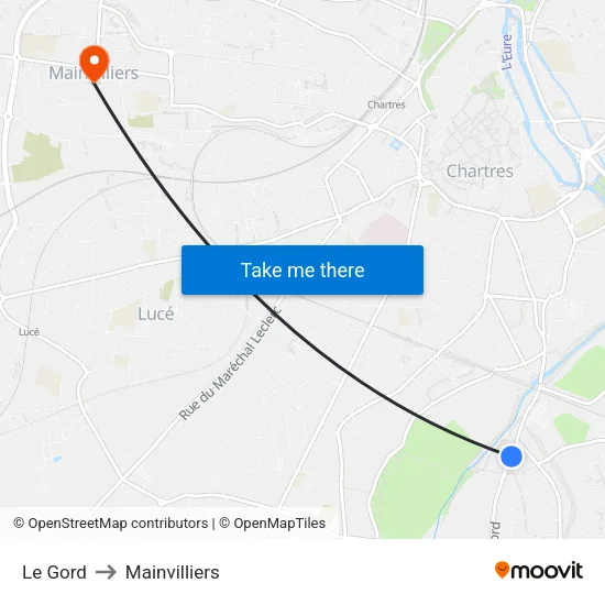 Le Gord to Mainvilliers map